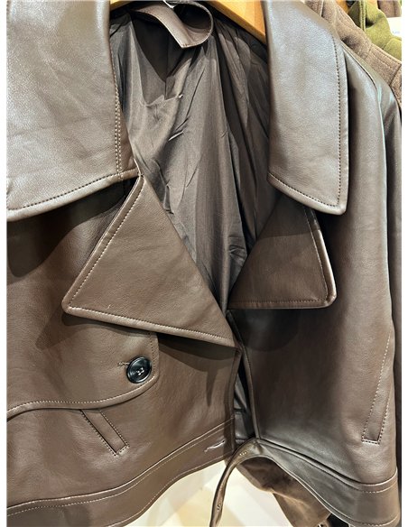 Chaqueta biker efecto piel cinturón