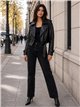 Chaqueta biker efecto piel cinturón
