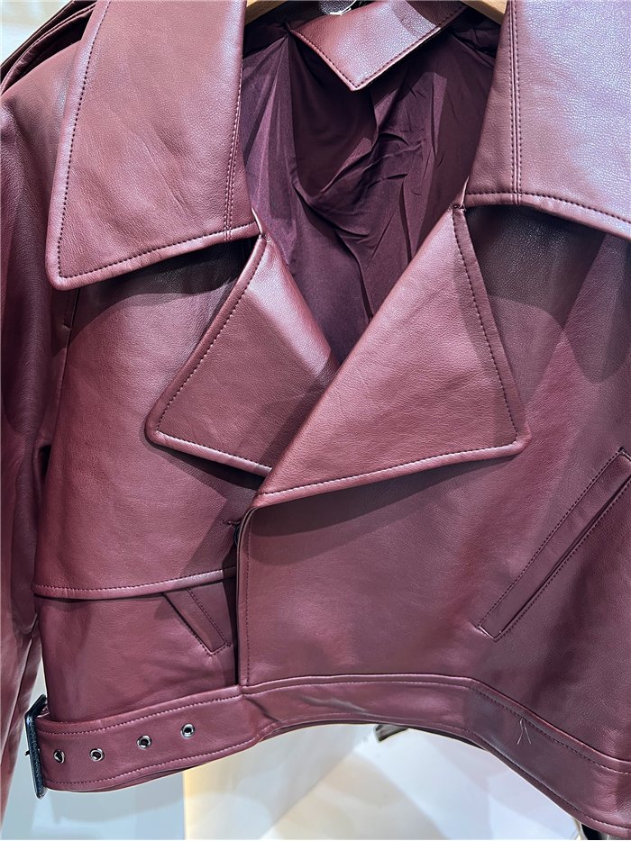 Chaqueta biker efecto piel cinturón