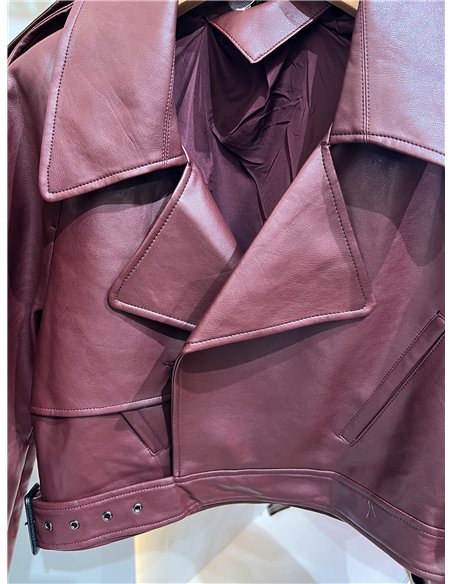 Chaqueta biker efecto piel cinturón