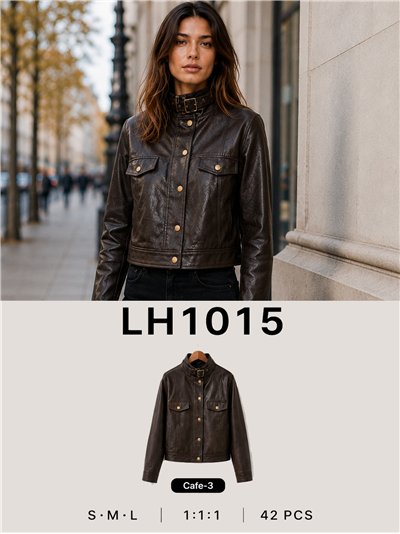 Chaqueta efecto piel hebilla 2