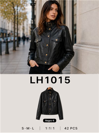 Chaqueta efecto piel hebilla 2