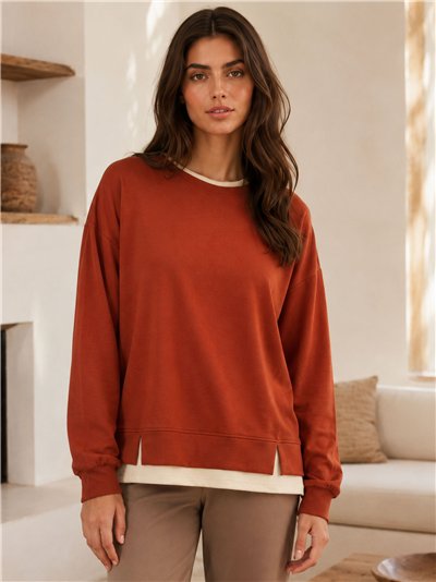 Sudadera básica bajo combinado