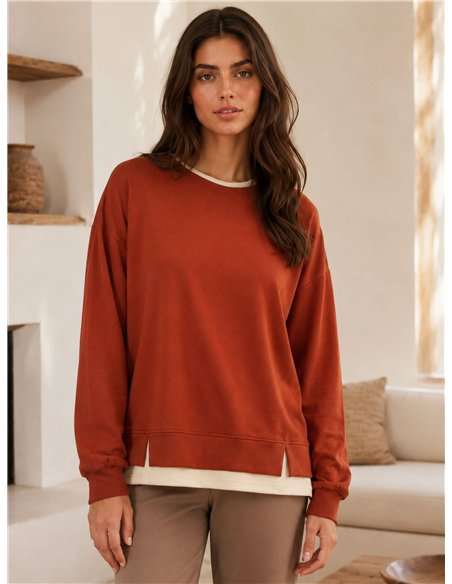 Sudadera básica bajo combinado