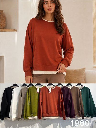 Sudadera básica bajo combinado 2