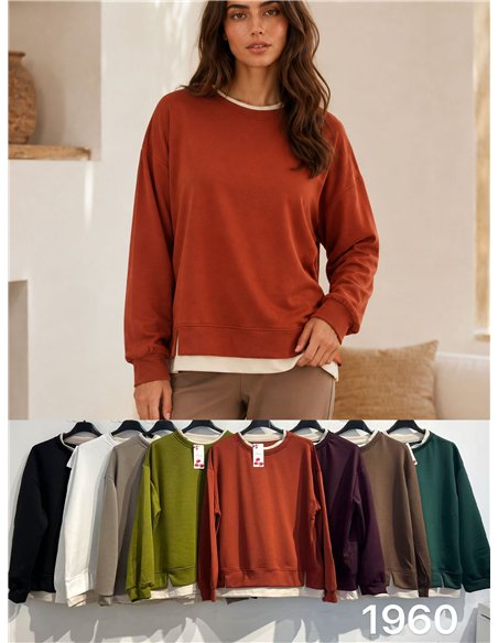 Sudadera básica bajo combinado