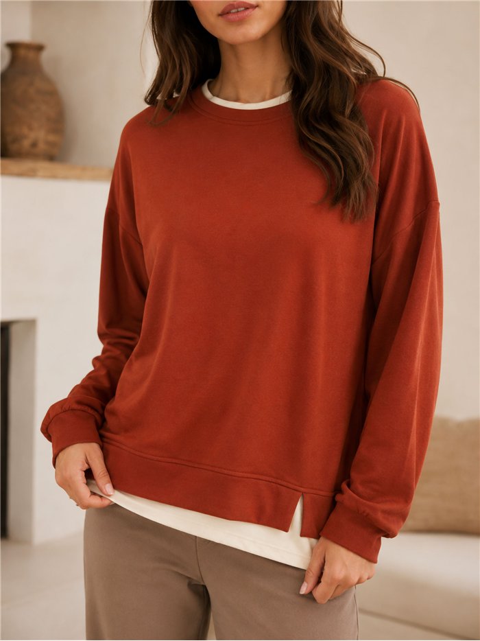 Sudadera básica bajo combinado