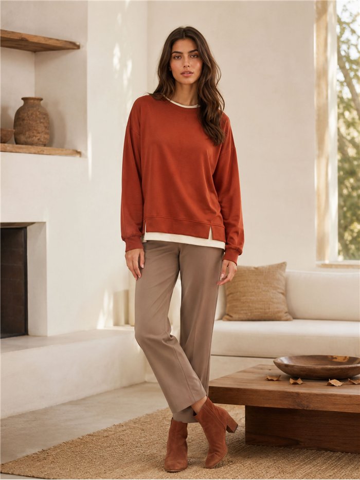 Sudadera básica bajo combinado