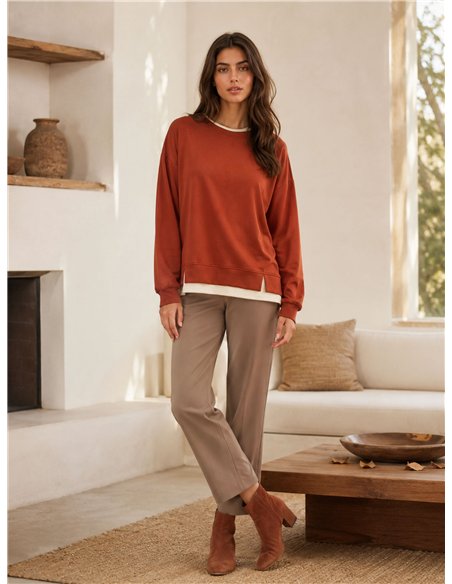 Sudadera básica bajo combinado