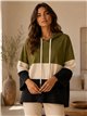 Sudadera capucha color block talla grande