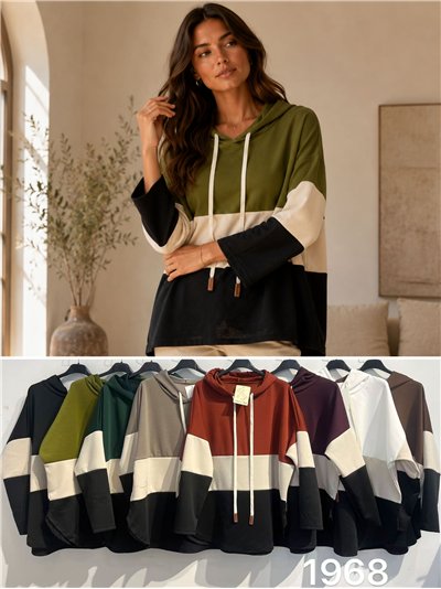 Sudadera capucha color block talla grande 2