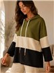 Sudadera capucha color block talla grande