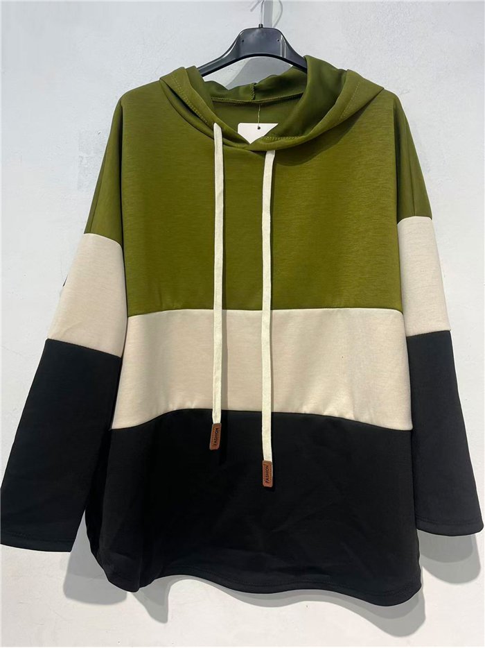 Sudadera capucha color block talla grande