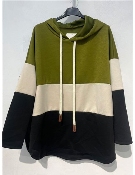 Sudadera capucha color block talla grande