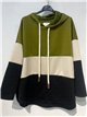 Sudadera capucha color block talla grande