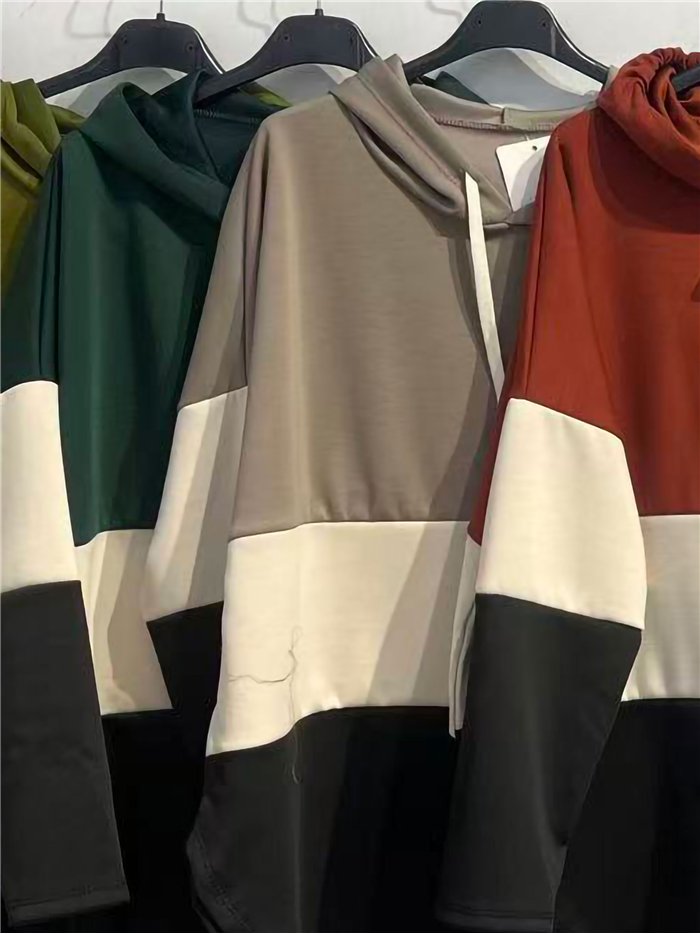 Sudadera capucha color block talla grande