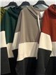 Sudadera capucha color block talla grande