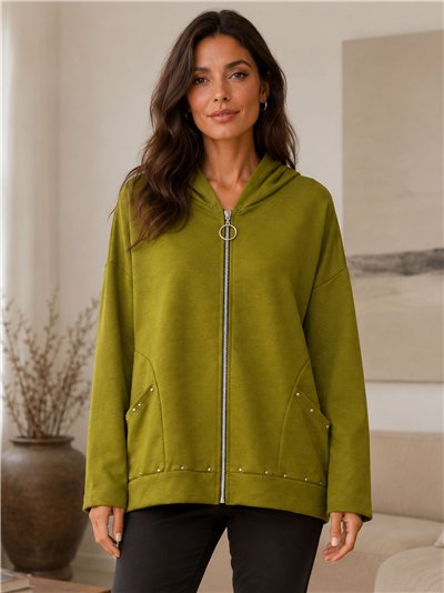 Chaqueta sudadera capucha tachas