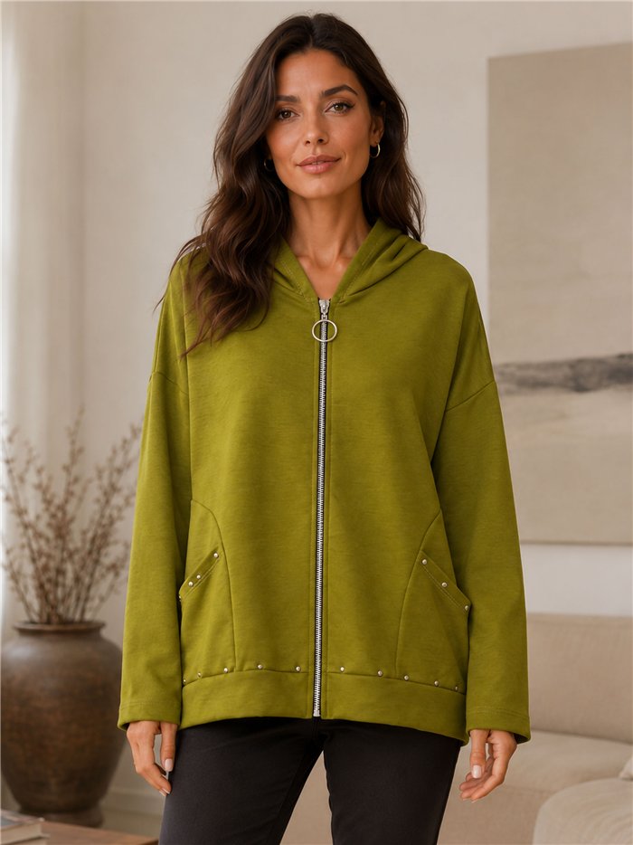 Chaqueta sudadera capucha tachas