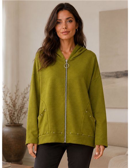 Chaqueta sudadera capucha tachas