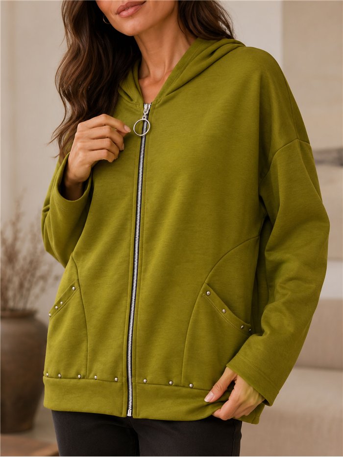 Chaqueta sudadera capucha tachas