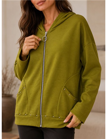 Chaqueta sudadera capucha tachas