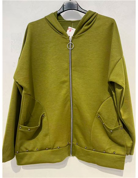 Chaqueta sudadera capucha tachas
