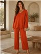 Conjunto jersey cuello pico talla grande y pantalón