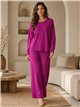 Conjunto jersey cuello redondo talla grande y pantalón