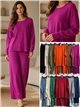 Conjunto jersey cuello redondo talla grande y pantalón
