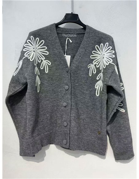 Cárdigan punto bordado floral
