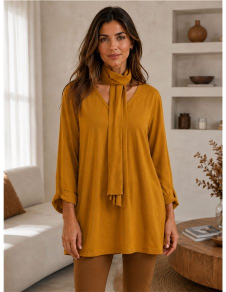 Blusa lisa pañuelo talla grande