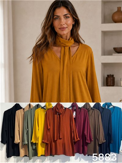 Blusa lisa pañuelo talla grande 2
