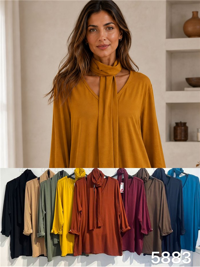 Blusa lisa pañuelo talla grande