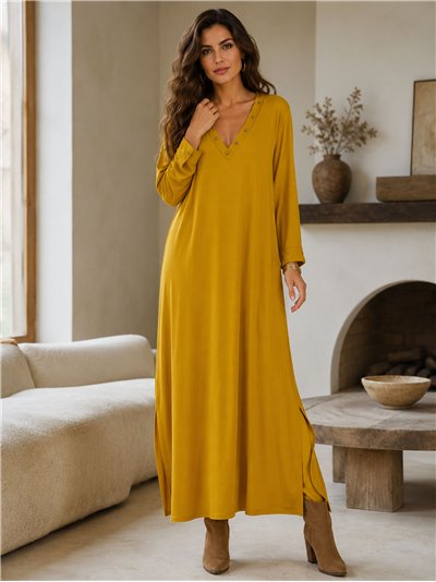 Vestido largo liso tachuelas talla grande