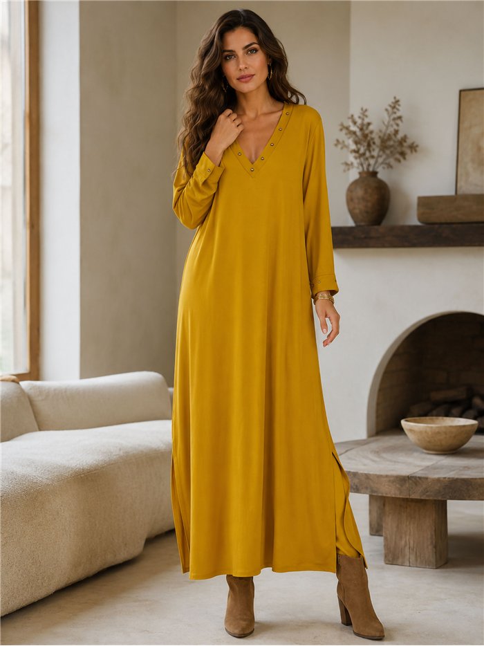 Vestido largo liso tachuelas talla grande