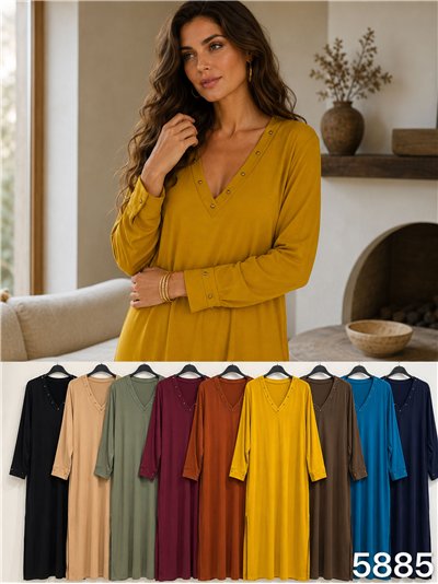 Vestido largo liso tachuelas talla grande 2