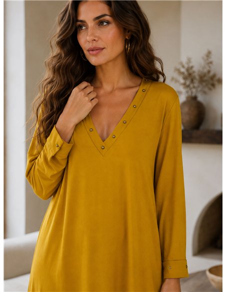Vestido largo liso tachuelas talla grande