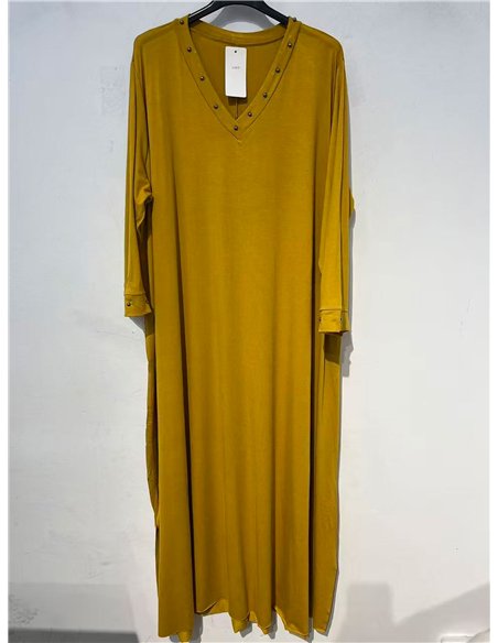 Vestido largo liso tachuelas talla grande