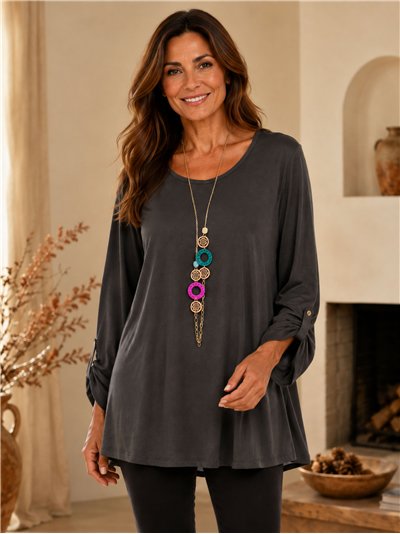 Blusa talla grande con collar