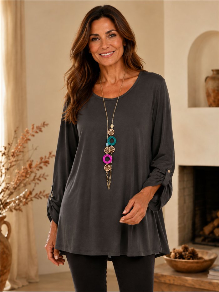 Blusa talla grande con collar