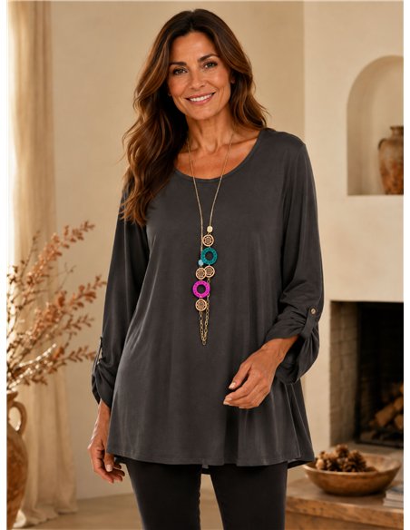 Blusa talla grande con collar