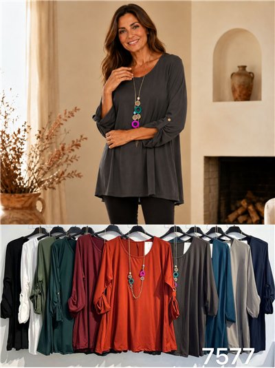 Blusa talla grande con collar 2