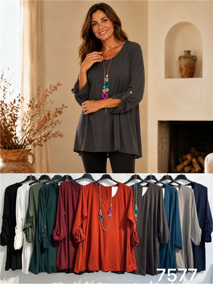Blusa talla grande con collar