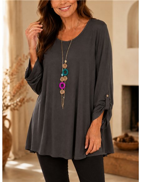 Blusa talla grande con collar