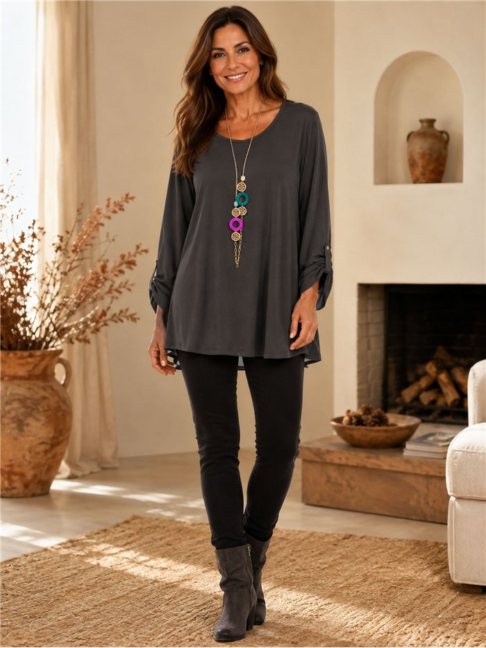 Blusa talla grande con collar