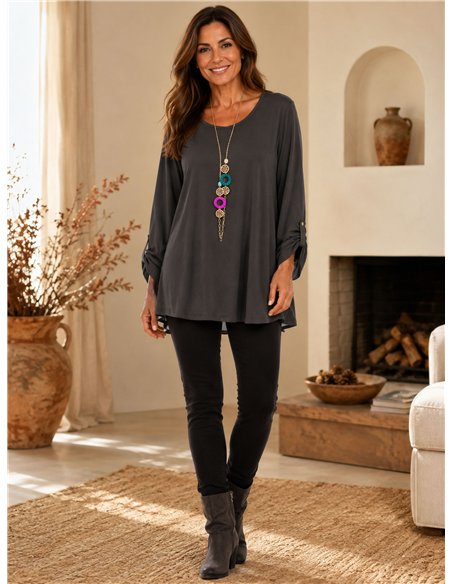 Blusa talla grande con collar