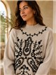 Jersey bordado cuello subido