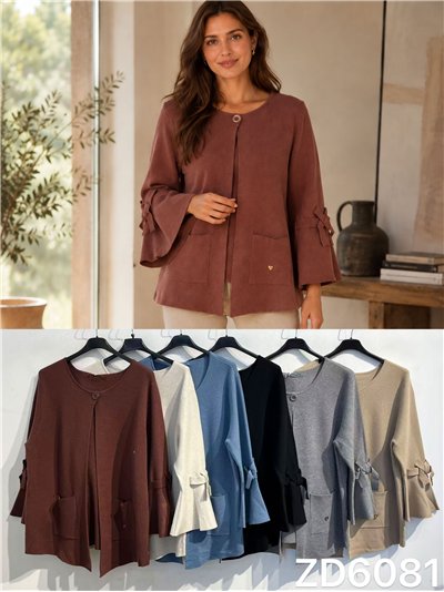 Chaqueta de punto manga lazos 2