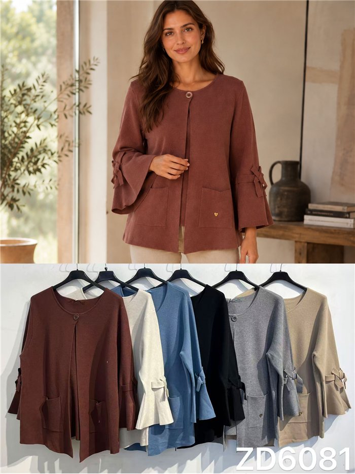 Chaqueta de punto manga lazos